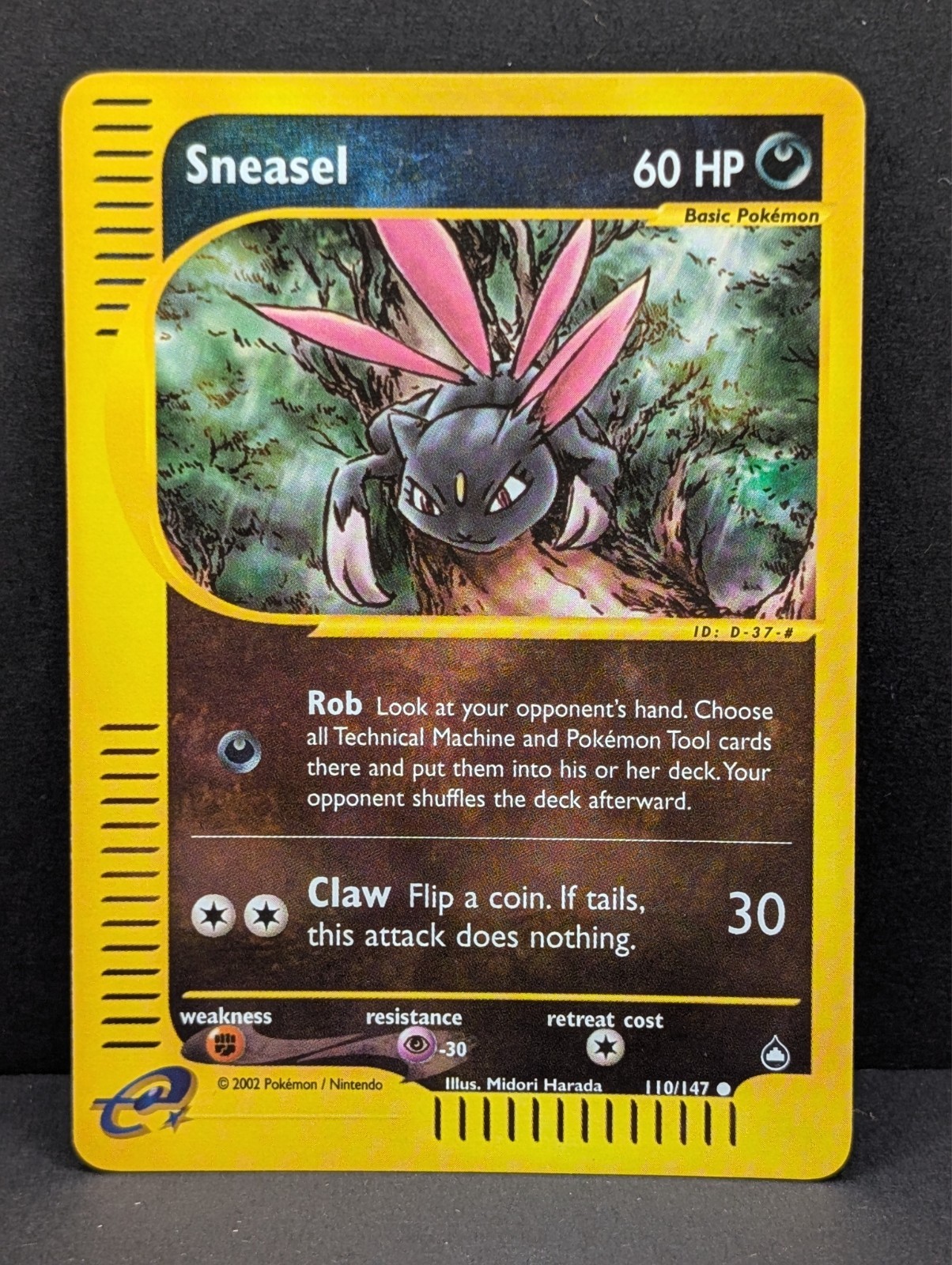 Sneasel 110/147 Aquapolis Reverse Holo Rare Pokemon TCG Nintendo NM
