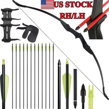 57" RH/LH Archery Takedown Recurve Bow & Fiberglass Arrows for Outdoor Hunting
