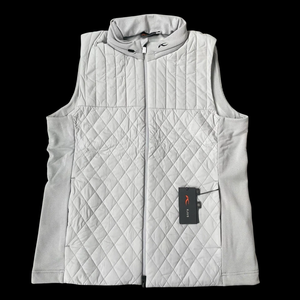 KJUS Mens Pike Quilted Full Zip Insulated Vest Light Grey Size Large $349 - Image 2 of 4