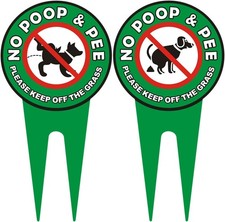2 PCS No Dog Poop Signs for Yard, 12 x 6 inch Double Sided 12 x 6 inch, Green