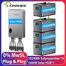 LIONSHEE Solar Speicher Set Balkonkraftwerk PV HUB 1600w + 4096Wh …