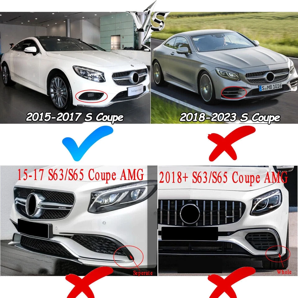 For 2015-2017 Mercedes Benz W217 S500 S550 GT Front Bumper Grille Glossy Black Foto 2 de 4
