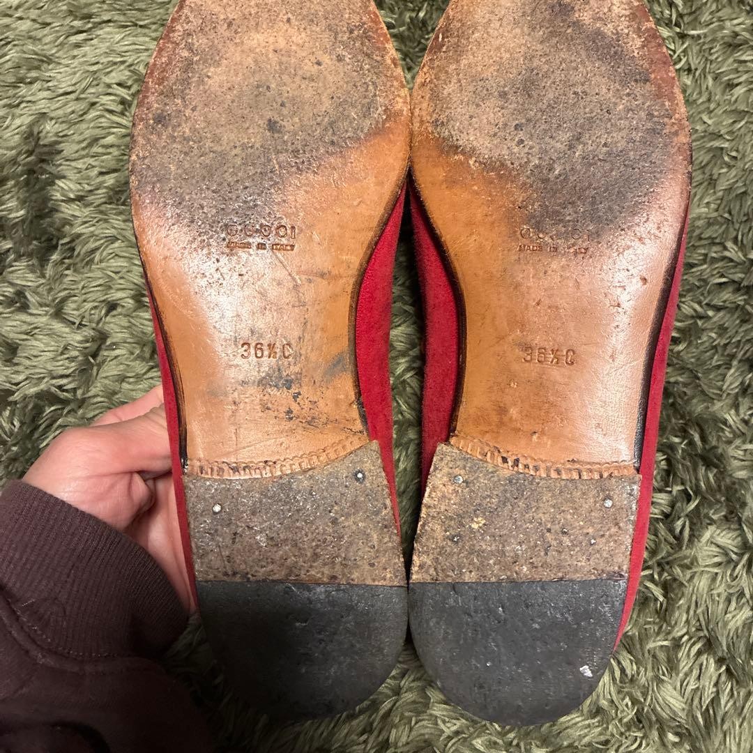 GUCCI Women's Loafers Horsebit Suede Red EU36.5/US6.5 120230c thumbnail 18