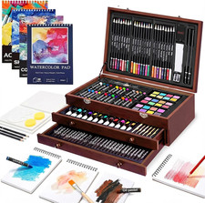 194 Piece Deluxe Art Set, Painting Drawing Art Supplies with 4 Drawing Pads, Acr