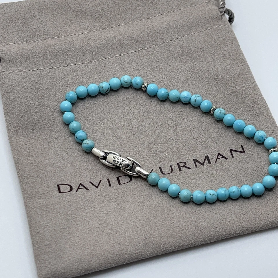 David Yurman 纯银绿松石 Bijoux 精神珠手链 7.5 — 第 4/4 张图片