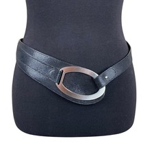 Chico  s Black Silver Belt Size S Modern Boho