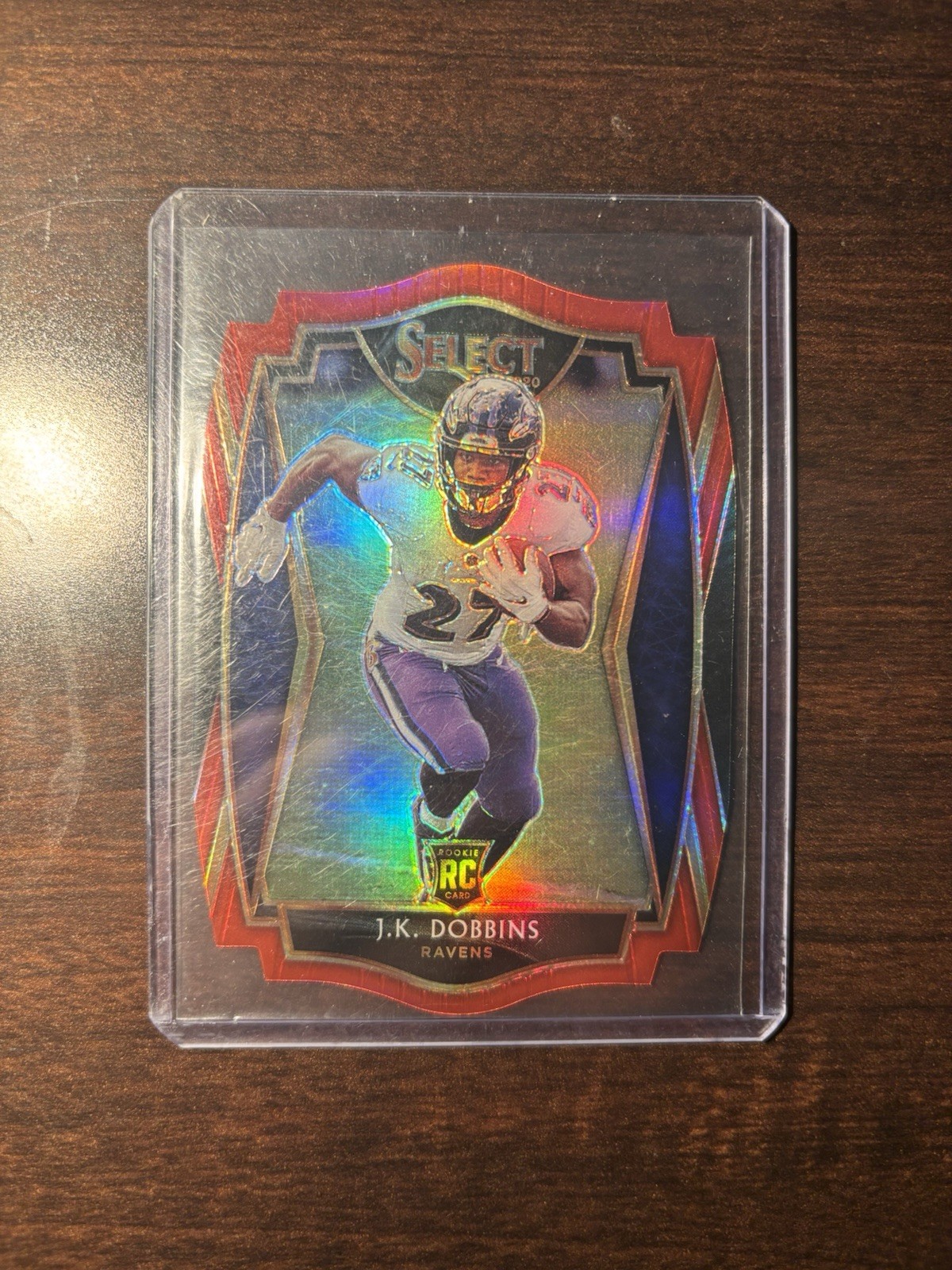 2020 Select Premier Level Red Die Cut JK Dobbins Rookie RC