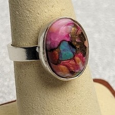 Spiny Oyster 925 Sterling Silver Ring Size 7. Classic Bezel. Gorgeous Colors