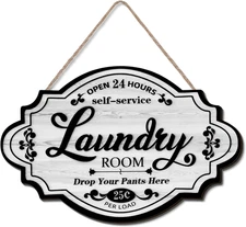 Vintage Wood Laundry Room Decor Hanging Wall Sign Door Sign Farmhouse Rustic Wal