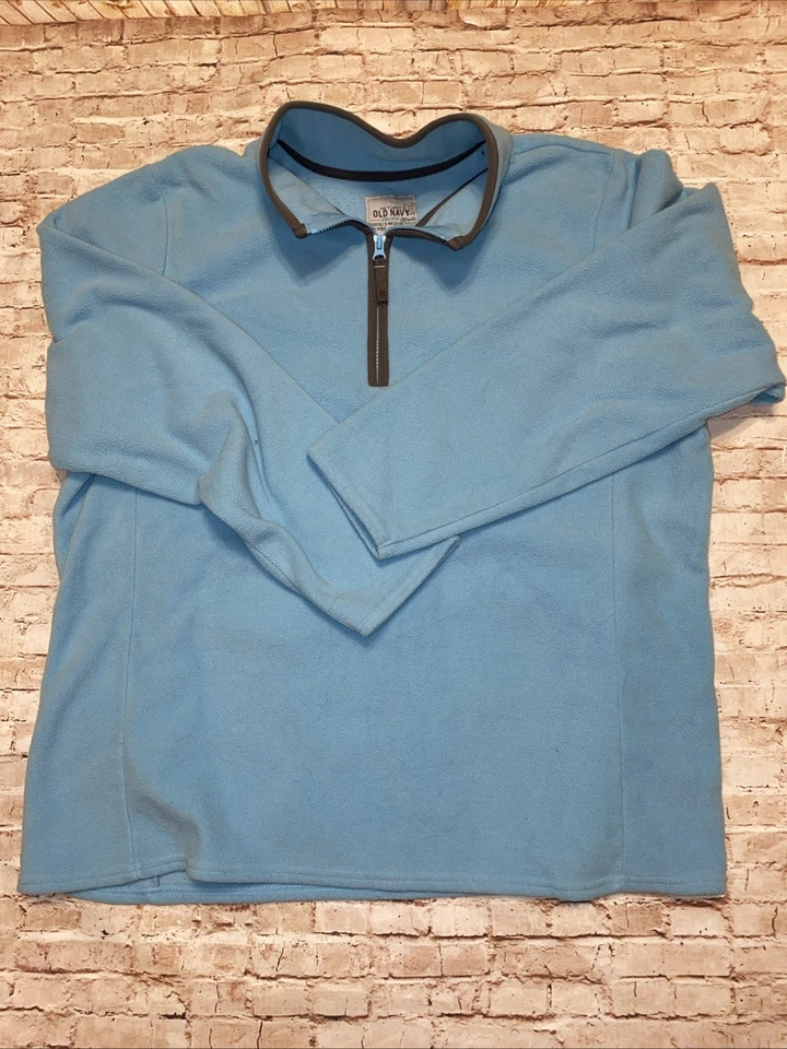 Old Navy Vintage Quarter Zip Sherpa Sweater Lite Blue & Gray XXL - Image 2 of 4