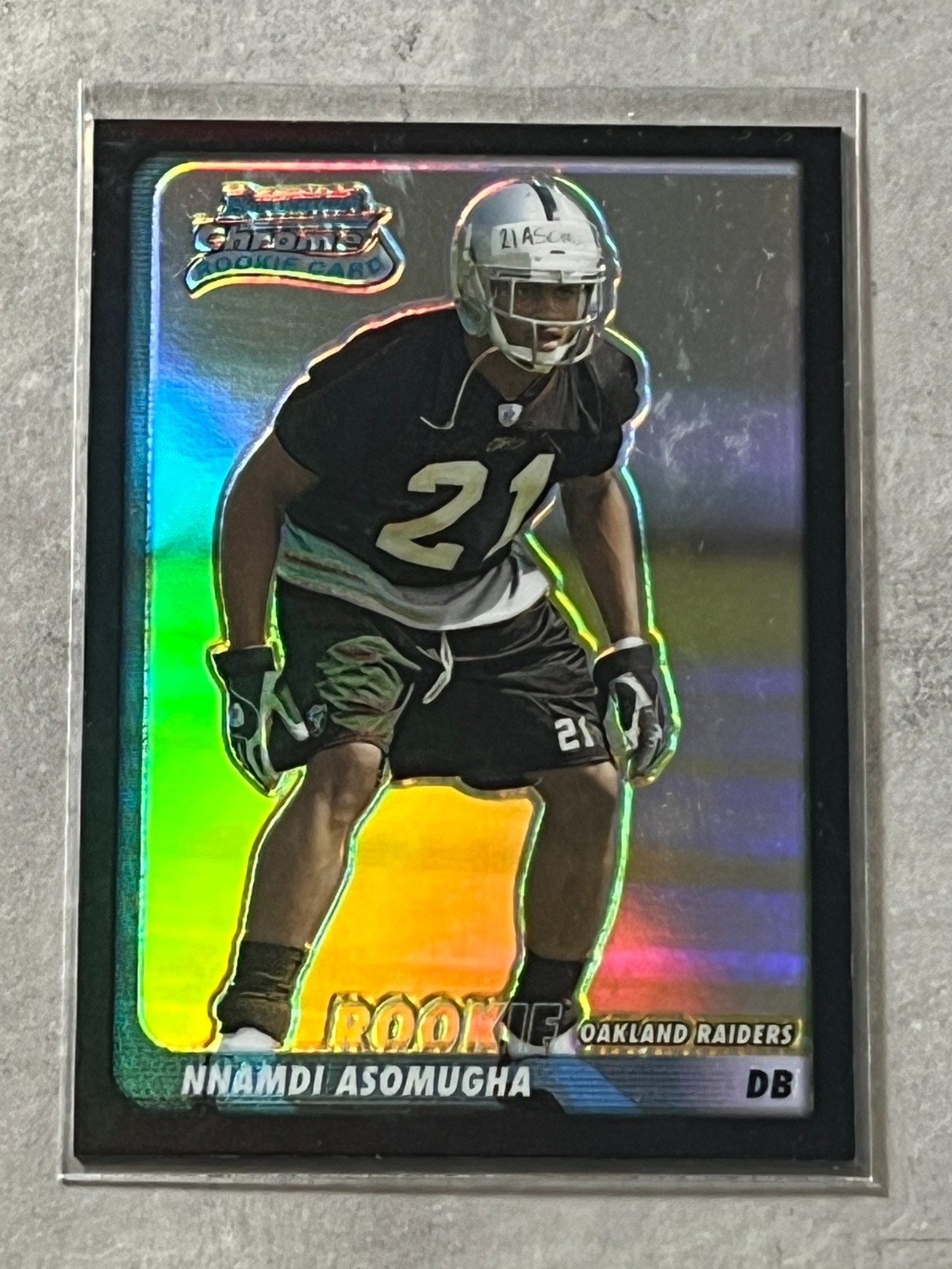2003 Bowman Chrome Nnamdi Asomugha Refractor /500 Rookie RC #211 Oakland Raiders