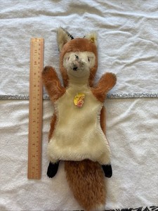 Steiff Animal 6990/18 Smardy fox Vintage Germany Hand Puppet W Ear button & Tag