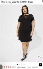 Torrid Mini Jersey Lace Up Shift Slit Dress Size 0