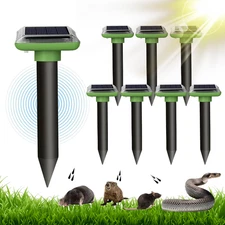 8PCS Solar Mole Repellent Ultrasonic Pest Control Stakes Waterproof for Garden