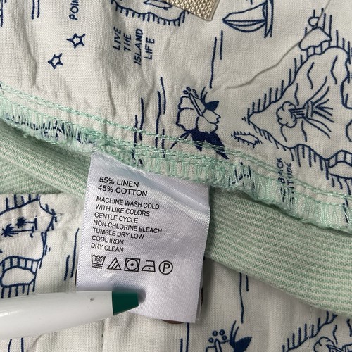 Tommy Bahama Shorts Mens 36 Green Striped Linen Cotton Blend Casual Summer Beach - Picture 3 of 9