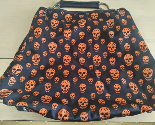 Alexander McQueen Skull pattern Black & Orange Tote Bag Used