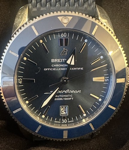Breitling Mens Stainless Steel Blue Dial Superocean Heritage 2 Automatic Watch 