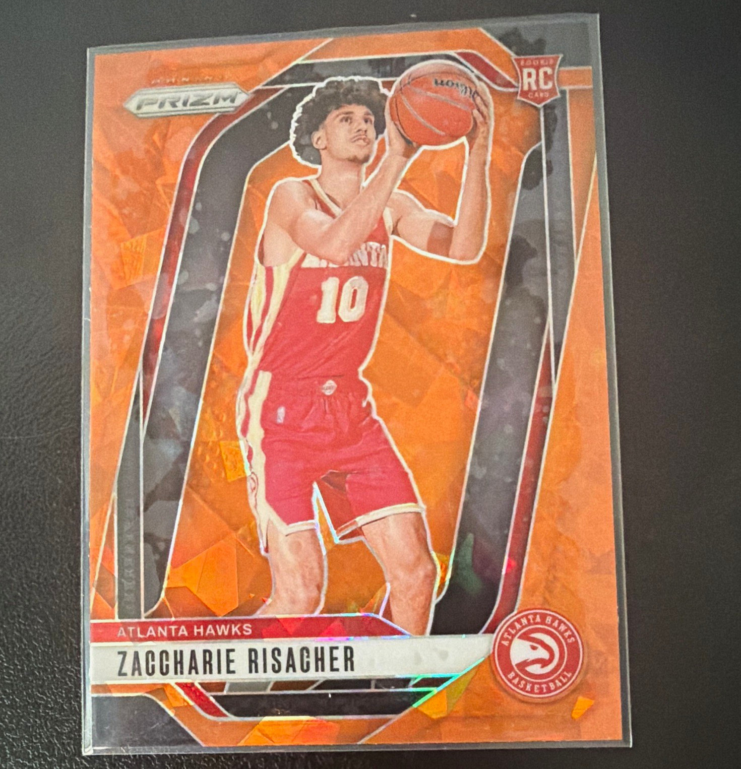 Panini 2024-25 Prizm Basketball Zaccharie Risacher #265 Hawks Orange Ice RC