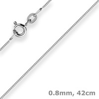 0,8Mm Panzerkette Collier Halskette Aus 585 Gold WeißGold 42Cm