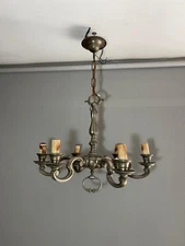 Antique bronze chandelier dark patina mid-century Rococo/Baroque revival