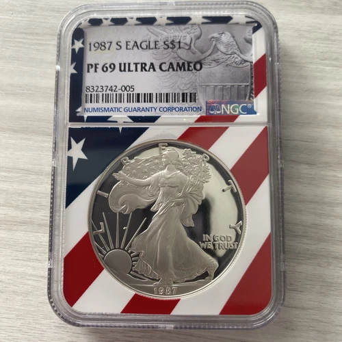 1987-S Silver Eagle $1 NGC PF69 Ultra Cameo Proof ASE - Stunning Mirror Gem