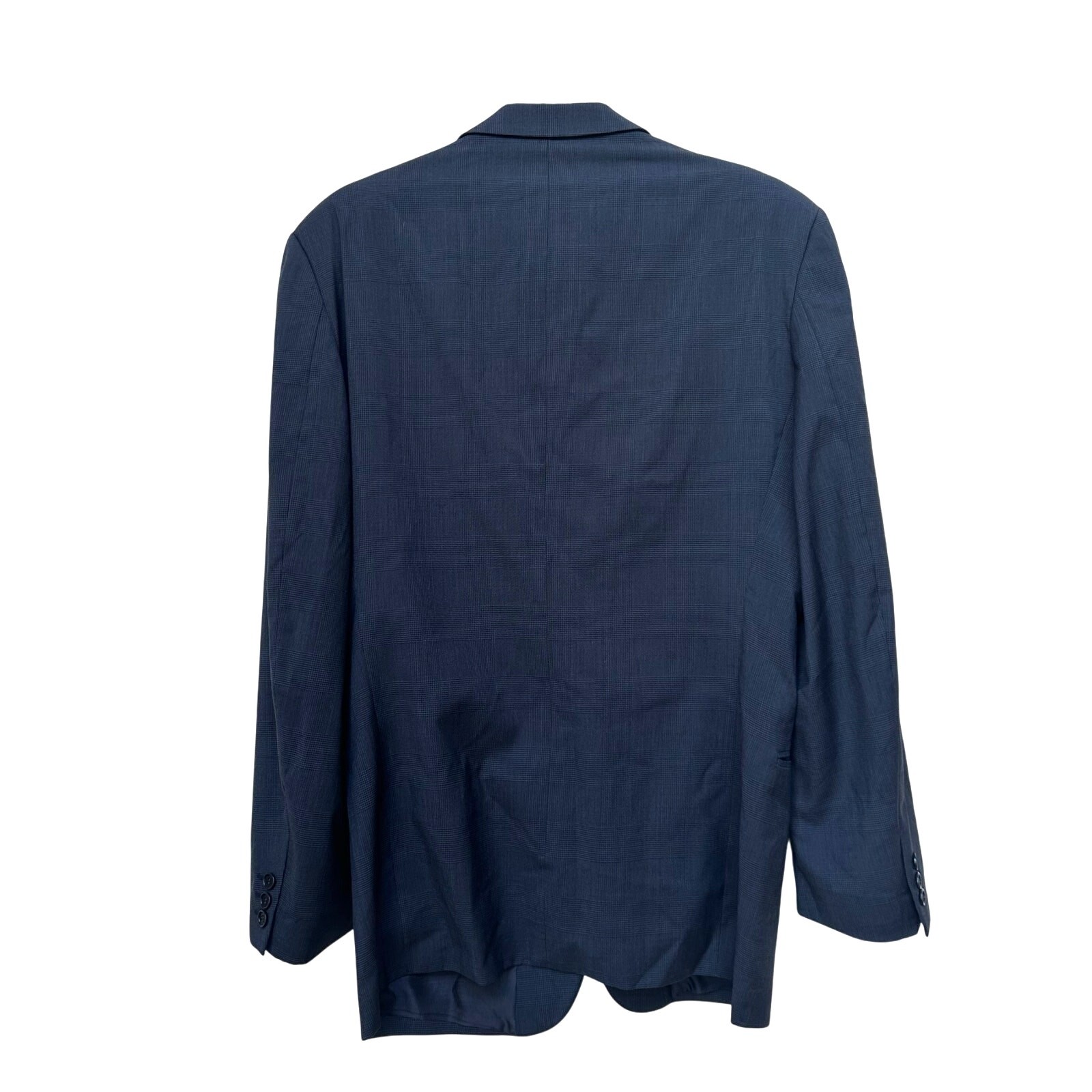 Lebole Made in Italy Wool Blazer Mens Navy Check 2-Button Sport Coat 42R image 3
