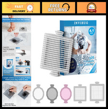 25 Pack Disposable Shower Drain Hair Catcher Mesh Stickers - 4.1" Square Hair Tr