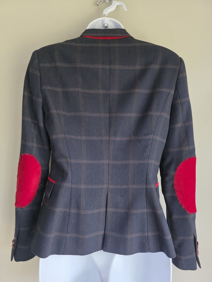 Plaid Blazer With Elbow Patch Blazer Womens Elbow Pads Checked