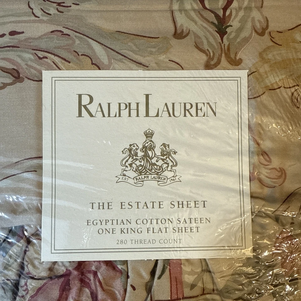 Ralph Lauren Guinevere Aragon Medieval Floral Flat Sheet (Cal) King NEW - Image 2 of 4