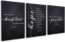 Framed Bible Verse Wall Art Set of 3 - Inspirational Christian Decor