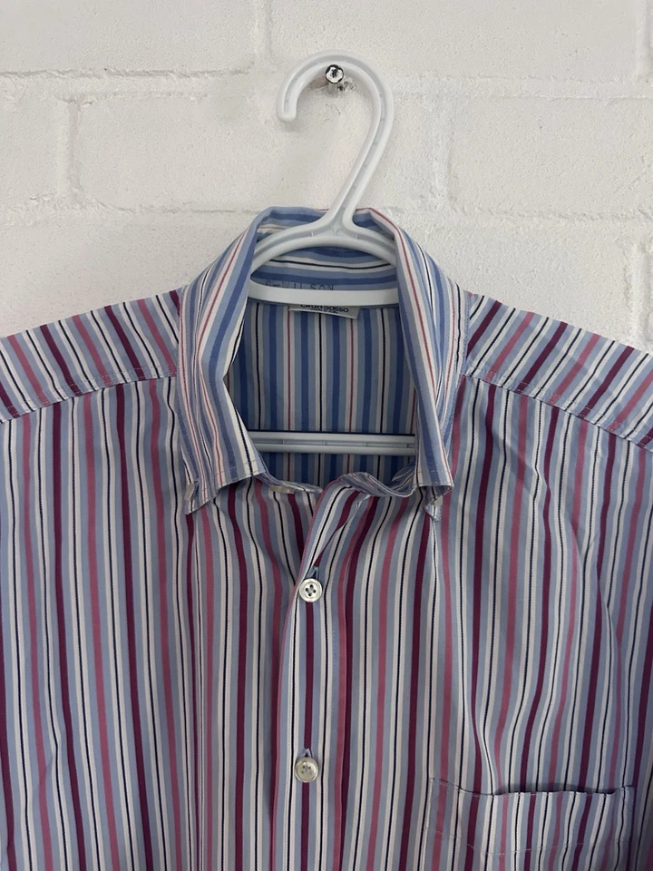 Camisa Gran Sasso Hecha en Italia Hombre Rayas Abotonadas Foto 4 de 4