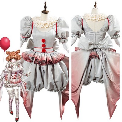 Pennywise IT Joker Clown Cosplay Women HORROR Pumpkin Fancy Dress Costume