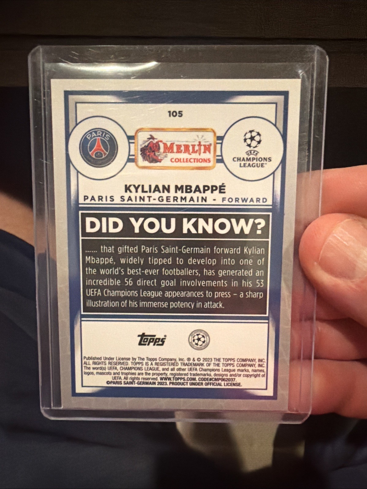 2022-23 Topps Merlin UEFA Club Competitions - Kylian Mbappe #105 Aqua Prism🔥📈 view 2