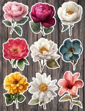 Flower Assortment Die Cut Vinyl Stickers Set Scrapbooking Laptop Waterbottle