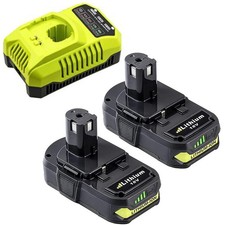 2Pack 18Volt P102 Replace for Ryobi 18V Batteries and Charger Combo for 18 Volt