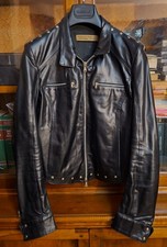 Massimo Rebecchi giubbotto biker in vera pelle nero donna NUOVO senza cartellino