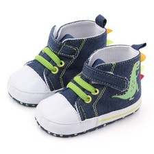 Chaussures hautes en toile bleu denim dinosaure semelle tissu 11 cm