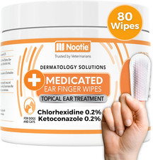 Medicated Ear Finger Wipes with Chlorhexidine for Dogs, Gentle Dog Ear Cleaning