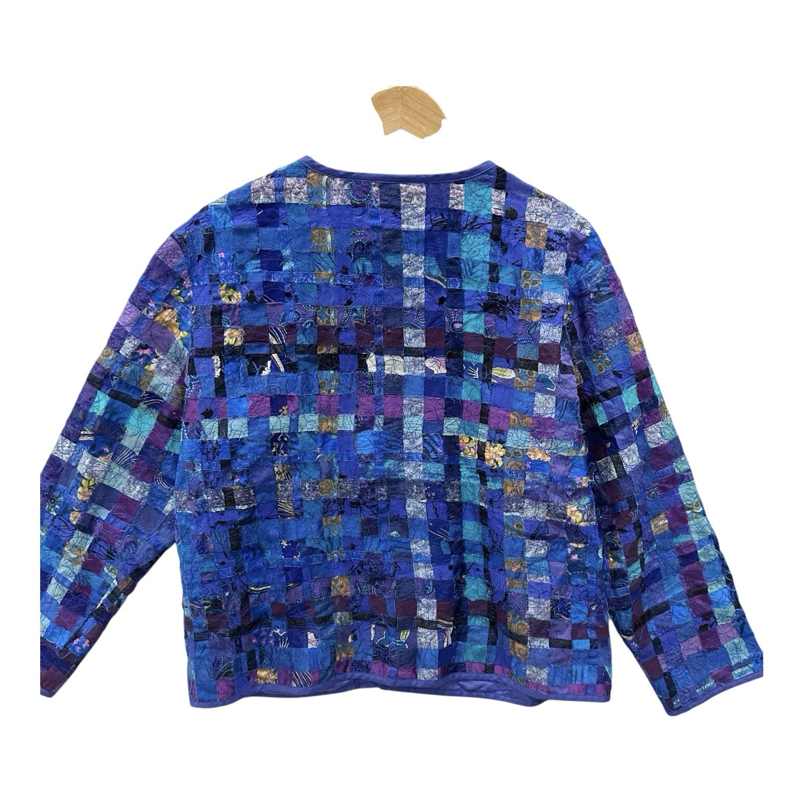 Chicos Womens L Open Front Patchwork Jacket Sz 2 … - image 2