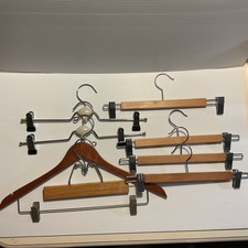 Lot of 8 - Shirts, Jackets, Pants - Hangers Wood  Metal Various Sizes