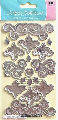 Silberne  Thankful  Jolee's Boutique 3-D Sticker Ornate Flourishes 17er-Set