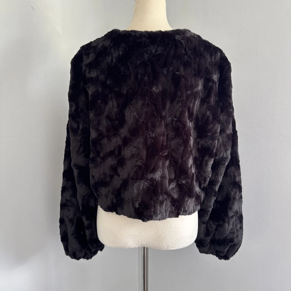 Chaqueta corta Perceptions New York negra de piel sintética para mujer XL fiesta navideña Foto 4 de 4