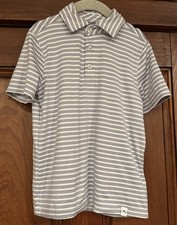 Tommy Bahama Polo Shirt Boys Purple Striped Short Sleeve Active Small 5/6 Golf