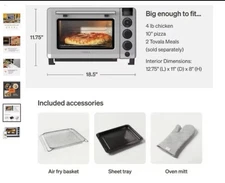 New! Tovala Smart Oven - WiFi Countertop Convention Oven Air Fry Toast Bake