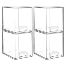 Vtopmart Clear Stackable Storage Drawers 4 Pack Tall Plastic
