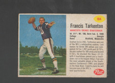 1962 Post Football Card #184 Fran Tarkenton-Minnesota Vikings Vg Ex Rookie Card. rookie card picture
