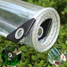 Clear Tarp 3' x 6' PVC 14 Mil Waterproof Heavy Duty Vinyl With Grommets