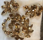 Eisenberg Vintage Three Piece Brooch Pin & Earrings Gold Tone