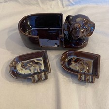 Vintage Ceramic Elephant Ashtray Holder Made in Occupied Japan Brown Glaze