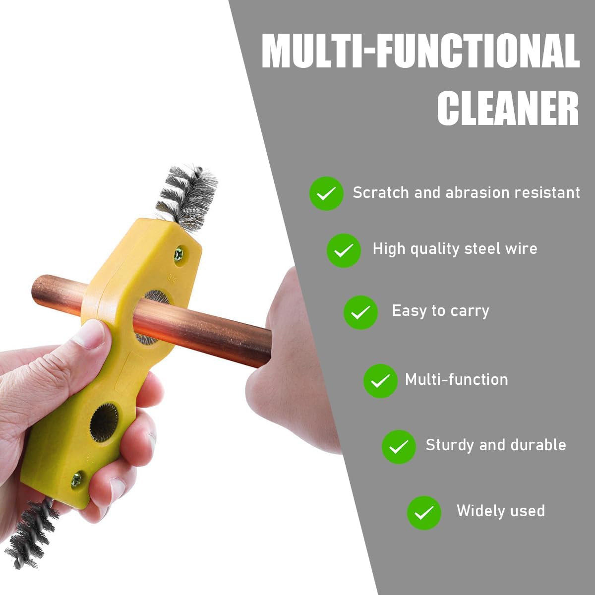 Car Battery Terminal Cleaning Brush, 4 in 1 Steel Wire Brush Heads 1PC Yellow